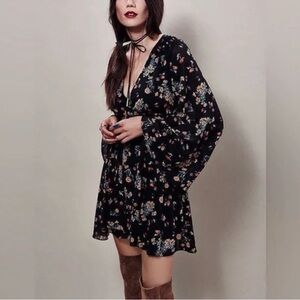 Free People | Lilou Floral Bell Sleeve Mini Dress S